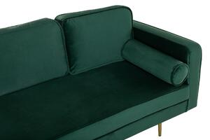 Chaise longue Velluto Verde Smeraldo Imbottito Orientamento versione destra Gambe In Metallo Cuscino Design Moderno Beliani