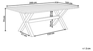 Tavolo da pranzo per esterno con piano a doghe in alluminio grigio 200 x 105 cm rettangolare per esterno moderno industriale Beliani
