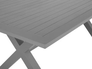 Tavolo da pranzo per esterno con piano a doghe in alluminio grigio 200 x 105 cm rettangolare per esterno moderno industriale Beliani