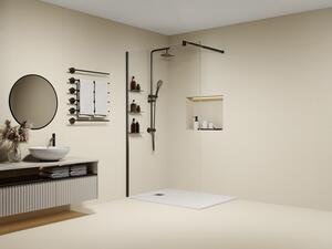 Parete doccia walk-in con scaffali 120 x 200 cm Nero opaco Vetro 6 mm - DAREN
