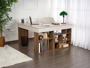 Scrivania angolare con scomparti Beige e Marrone scuro naturale - LILEUL
