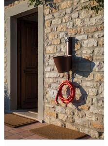 Fontana da Parete Giardino con Due Rubinetti e Secchio Removibile Dimensioni 23x26,6xh 49cm - peso 2,8kg con tubo rubinetto, Garantita contro la ruggine Colore ruggine