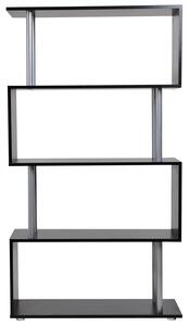 HomCom Libreria di Design Moderno con 4 Ripiani a Parete in Legno Mobili Ufficio Scaffale Nero