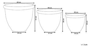 Set di 3 vasi per piante fioriere miscela di pietre marroni solide lucide per esterni rotonde di varie dimensioni per tutte le stagioni Beliani