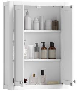 Mobile da Bagno a Parete 61x20x84 cm con 3 Ripriani in MDF Bianco