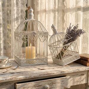SAMUEL - set di 2 gabbie rettangolari stile provenzale in ferro verniciato