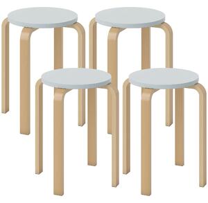 Set 4 Sgabelli Rotondi e Impilabili Ø40x45 cm in Legno Grigio