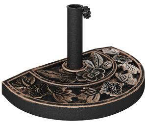 Outsunny Base Ombrellone Giardino Semicircolare in Resina, 9kg, per Ombrelloni Ø3.8-4.8cm, Palo con Manovella di Bloccaggio, 50x31x32cm | Aosom
