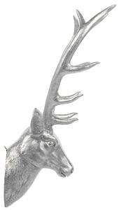 Decorazione da parete Trofeo testa di cervo in ceramica argentata Glamour Beliani
