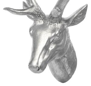 Decorazione da parete Trofeo testa di cervo in ceramica argentata Glamour Beliani