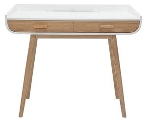 Scrivania scandinava bianca e legno chiaro con cassetti L100 cm HALLEN