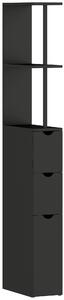 HOMCOM Mobile Colonna Salvaspazio in Legno con Ripiani, Armadietto e Cassetti, Nero, 15x33x136cm|Aosom