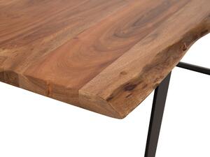 Lampada da tavolo da pranzo in legno di acacia 200 x 100 cm 8 posti gambe in acciaio Nero industriale Beliani
