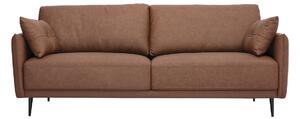 Divano vintage 3 posti in pelle marrone e legno scuro DAVEN