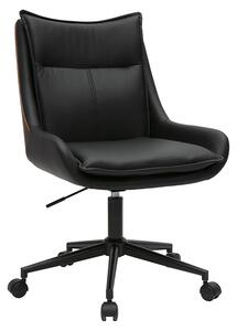Sedia da ufficio su ruote nera e legno scuro BLAISE
