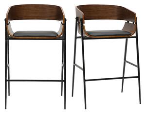 Sgabelli da bar design in legno scuro e metallo nero (set di 2) WESS