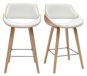 Sgabelli da bar design bianchi e legno chiaro H70 cm (set di 2) CLASH