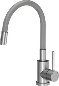 VBChome Rubinetto per lavello Grigio Inox Flessibile Rotante a 360° Acciaio inossidabile spazzolato Rubinetto da cucina Rubinetto da cucina Miscelatore monocomando per lavello Miscelatore per lavello Flessibile