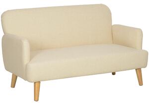 HOMCOM Divano 2 Posti Moderno Effetto Velluto con Imbottitura Spessa, 140x74x79cm, Bianco Crema