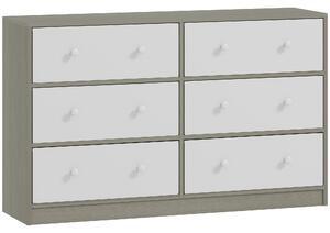 HOMCOM Cassettiera 6 Cassetti Pieghevoli con Maniglie Doppie, in Legno, Acciaio e Tessuto, 114x30x70 cm, Bianco e Grigio | Aosom Italy