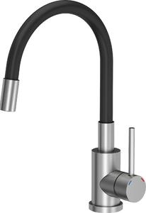 VBChome Rubinetto per lavello nero inox flessibile ruotabile a 360° in acciaio inox spazzolato Rubinetto da cucina Rubinetto da cucina Rubinetto monocomando per lavello Rubinetto miscelatore per lavello Flessibile