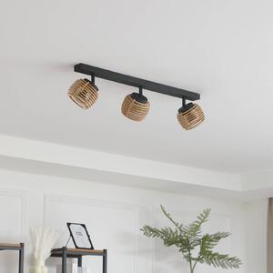 Plafoniera Lindby Ediz a 3 luci, paralumi in legno multistrato