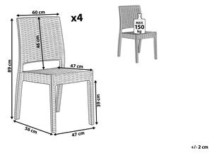 Set di 4 sedie da pranzo da giardino grigie in materiale sintetico impilabili per esterno minimalista Beliani