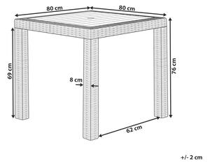 Tavolo da pranzo da giardino in materiale sintetico bianco 80 x 80 cm quadrato a 4 posti minimalista Beliani