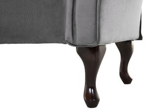 Chaise longue in velluto grigio con bottoni rivestimento trapuntato braccioli arrotolati a versione destra con cuscino Beliani
