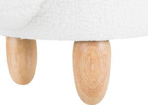 Sgabello per bambini con coniglietto di animali Poggiapiedi per cameretta con gambe in legno imbottite in tessuto di poliestere bianco Beliani