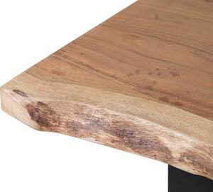 Tavolo da pranzo in legno chiaro 180 x 90 cm piano in legno massello bordo vivo base in metallo Nero moderno industriale Beliani