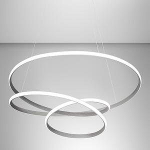 Diva - Lampada a sospensione led 47W dimmerabile - Design moderno in alluminio titanio, luce calda 3000K, anelli intrecciati d.65cm