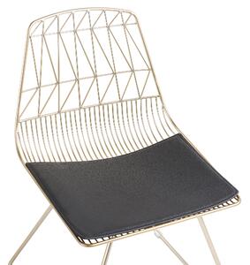 Set di 2 sedie da pranzo Struttura in metallo dorato Seduta in ecopelle nera Schienale geometrico Design moderno e glamour Beliani
