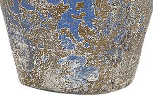 Vaso decorativo alto in ceramica blu e dorato 43 cm Vaso da terra da tavolo effetto anticato Beliani