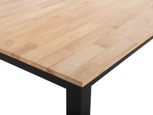 Tavolo da pranzo in legno chiaro e legno di gomma Nero 75 x 150 x 90 cm gambe in legno superficie laccata scandinavo Beliani