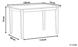 Tavolo da pranzo in legno chiaro da tavolo 74 x 120 x 75 cm Tavolo da cucina con gambe nere Beliani