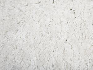 Tappeto Shaggy Tappeto a pelo lungo Solido Poliestere Bianco Rettangolare 140 x 200 cm Beliani