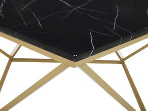 Tavolino da caffè Nero da tavolo base in metallo dorato in legno lavorato con finitura in marmo dal design affascinante Beliani