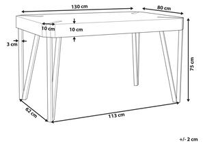 Tavolo da pranzo leggero piano in legno gambe in metallo Nero 130 x 80 cm 6 posti rettangolare industriale Beliani