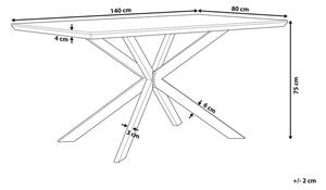 Tavolo da pranzo Piano in legno scuro Gambe in metallo Nero 140 x 80 cm 6 posti rettangolare industriale Beliani