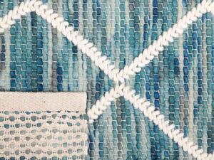 Tappeto tappetino Blu 140 x 200 cm Lana Motivo Geometrico soggiorno Beliani