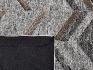 Tappeto 140 x 200 cm in pelle di vacchetta grigia motivo geometrico color grigio Beliani