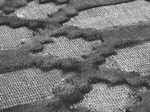 Tappeto Grigio Viscosa 160 x 230 cm Motivo Geometrico Tessuto a Mano Flatweave Beliani
