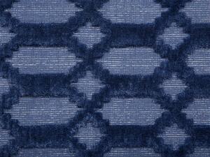 Tappeto Blu Viscosa 140 x 200 cm Motivo Geometrico Tessuto a Mano Flatweave Beliani