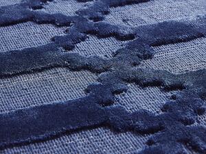 Tappeto Blu Viscosa 160 x 230 cm Motivo Geometrico Tessuto a Mano Flatweave Beliani
