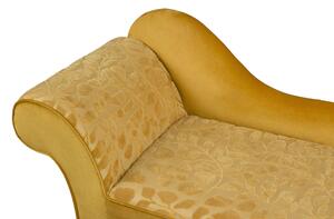 Chaise longue Rivestimento in Tessuto Giallo Gambe in Legno Scuro versione sinistra Stile Glam Beliani