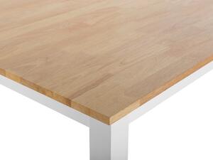 Tavolo da pranzo in legno chiaro da tavolo in legno di gomma gambe bianche 75 x 150 x 90 cm gambe in legno tavolo da cucina Beliani