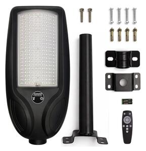 Lampione solare stradale LED dimmerabile con sensore VENICE 200W/12000 mAh IP65 nero + telecomando