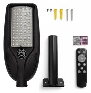 Lampione solare LED dimmerabile VENICE 50W/4000 mAh IP65 nero con sensore + telecomando