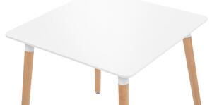 Tavolo da pranzo piano bianco gambe in legno chiaro quadrato 80 x 80 cm moderno scandinavo Beliani